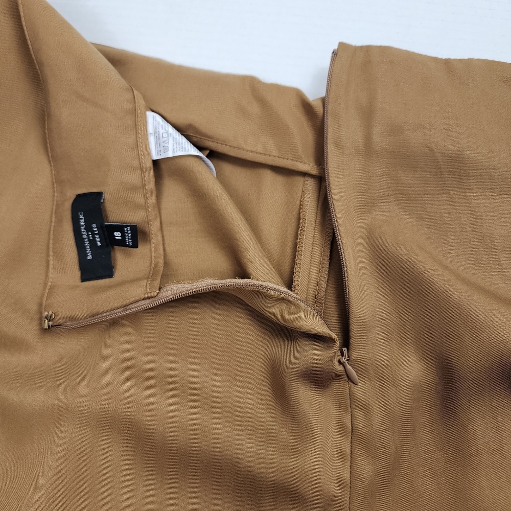 Banana Republic Wide Leg Pants Pleated Trouser Tan Tencel Lyocell Size 18 - Picture 8 of 12